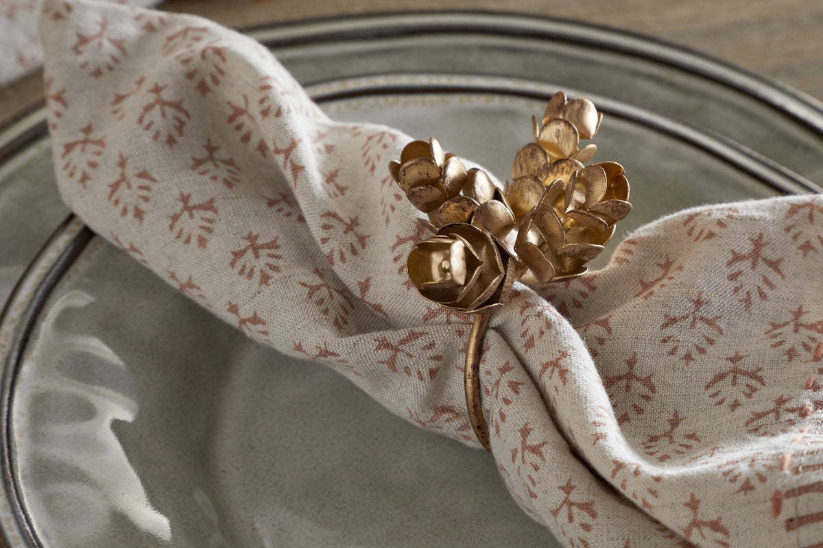 Beej Napkin Rings - Antique Brass - (Set of 4)-KITCHEN & DINING ACCESSORIES-Nkuku