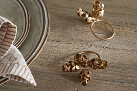 Beej Napkin Rings - Antique Brass - (Set of 4)-KITCHEN & DINING ACCESSORIES-Nkuku