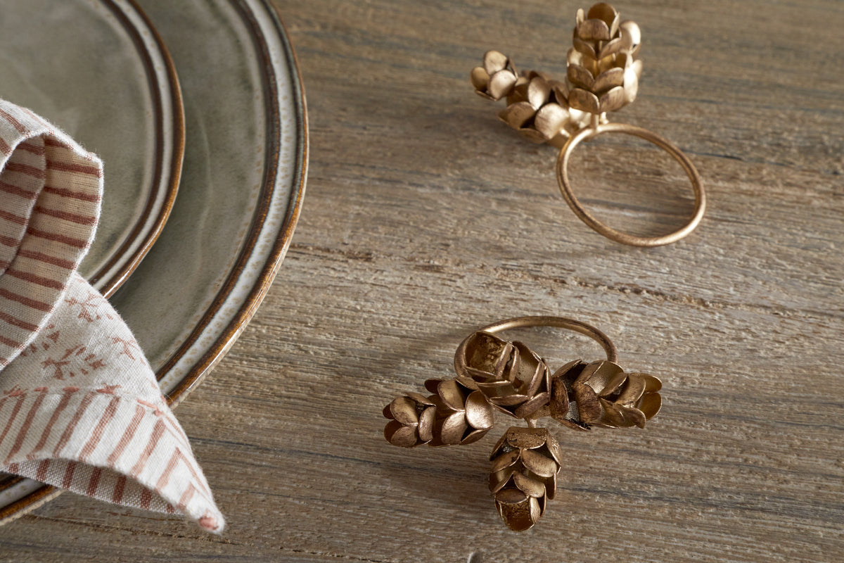 Beej Napkin Rings - Antique Brass - (Set of 4)-KITCHEN & DINING ACCESSORIES-Nkuku