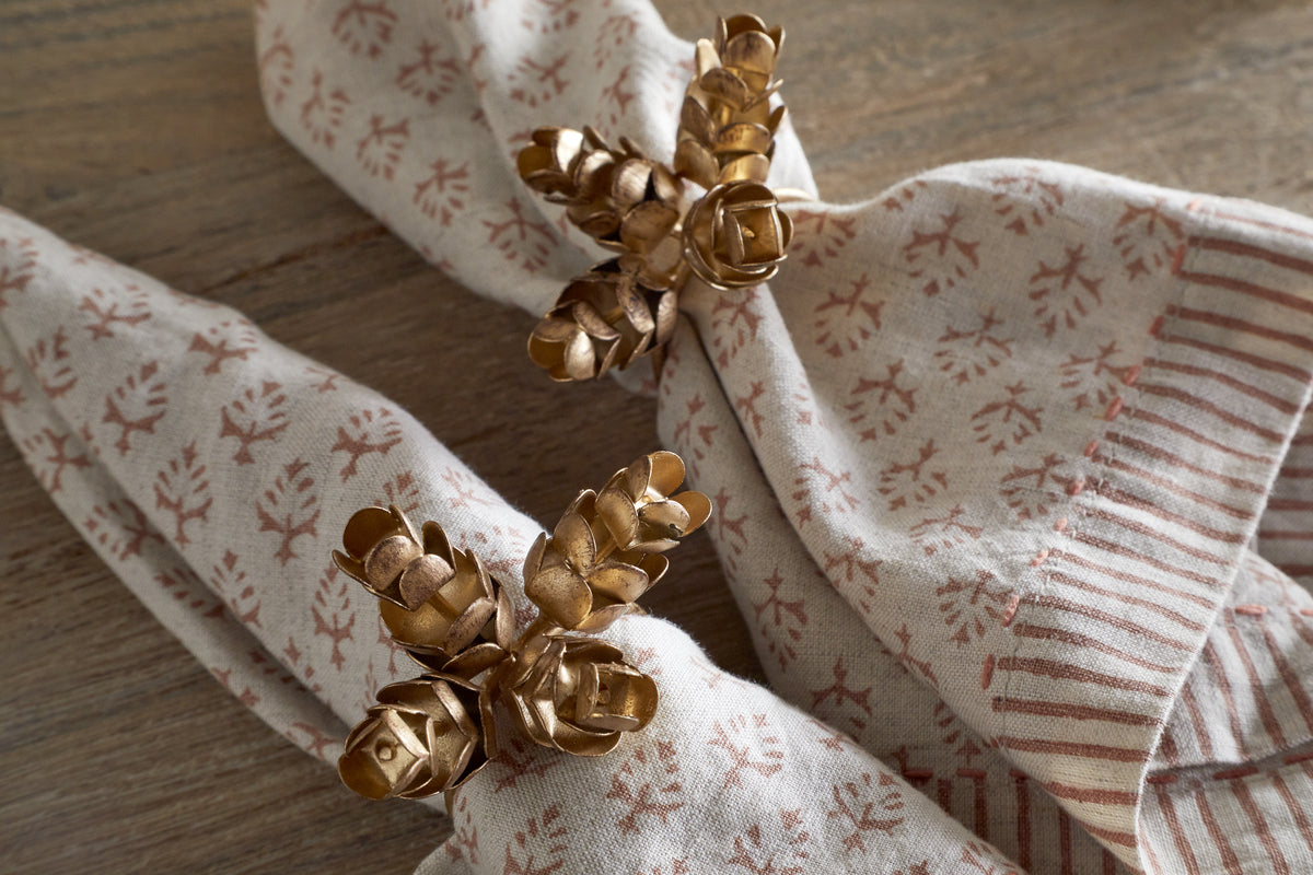 Beej Napkin Rings - Antique Brass - (Set of 4)-KITCHEN & DINING ACCESSORIES-Nkuku