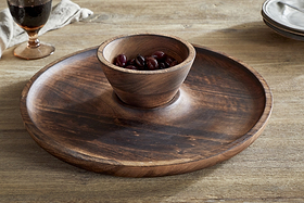 Sindar Serving Tray with Bowl - Natural-SERVEWARE-Nkuku