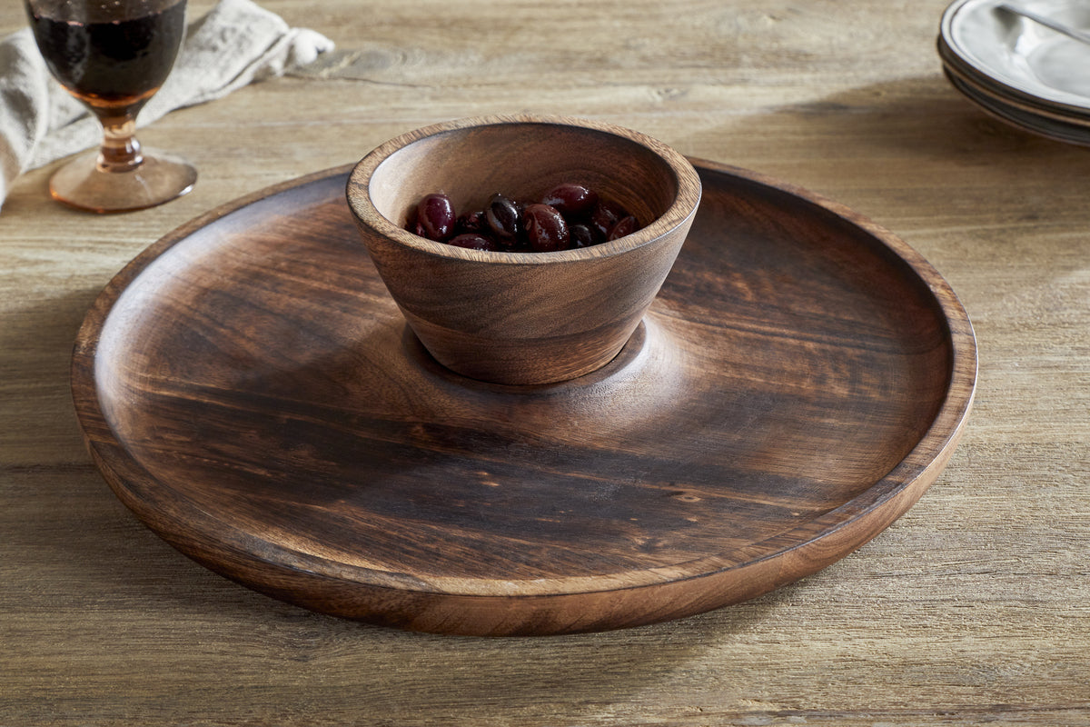 Sindar Serving Tray with Bowl - Natural-SERVEWARE-Nkuku
