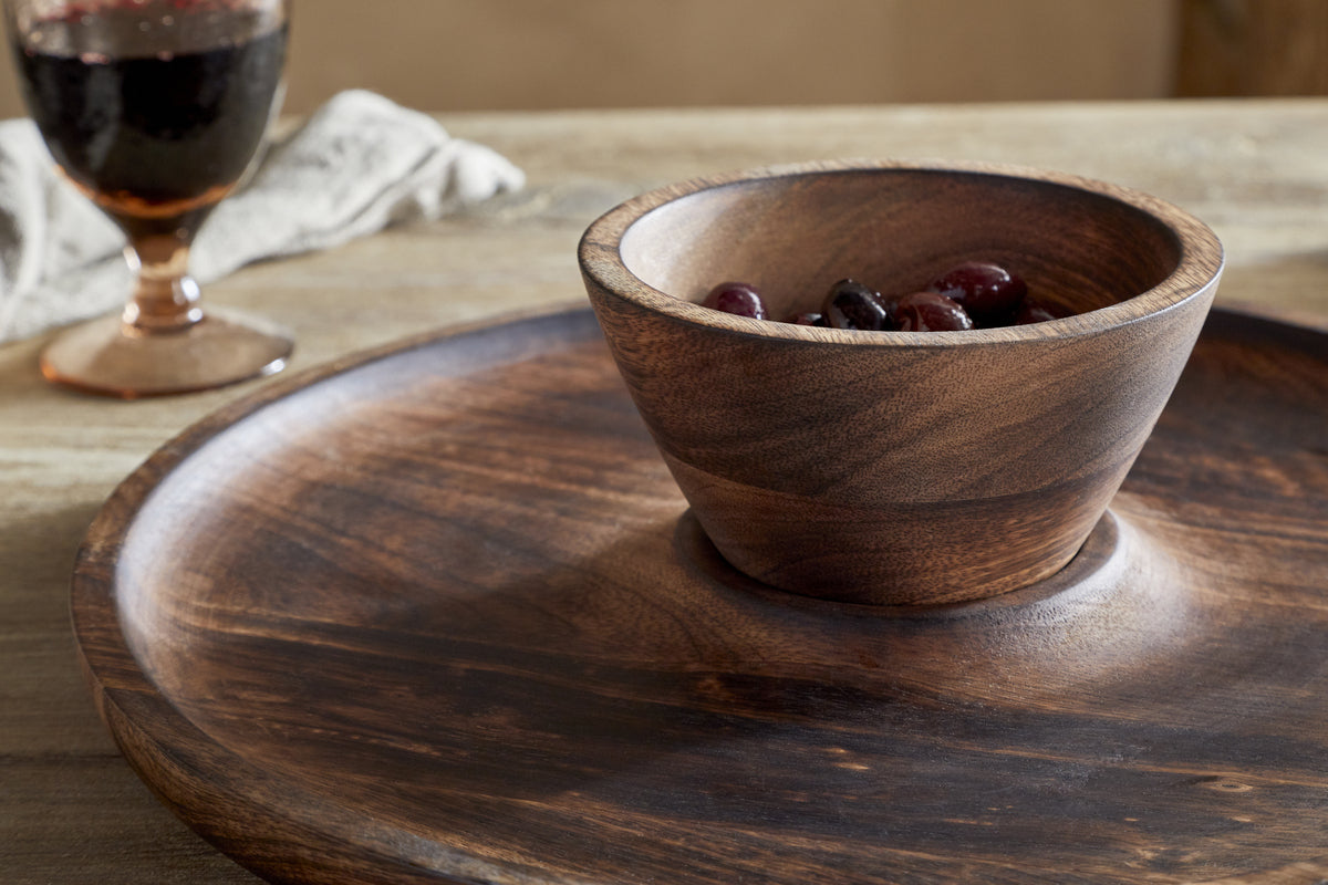Sindar Serving Tray with Bowl - Natural-SERVEWARE-Nkuku
