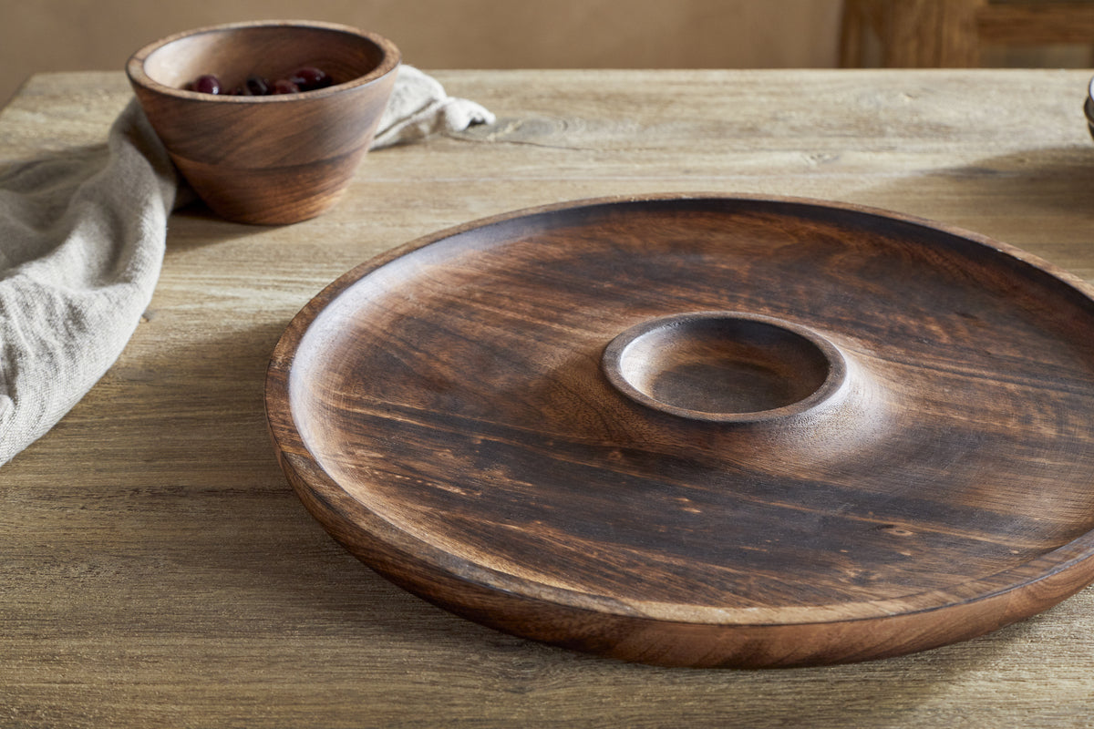 Sindar Serving Tray with Bowl - Natural-SERVEWARE-Nkuku