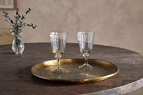 Dhanya Round Tray - Antique Brass-SERVEWARE-Nkuku