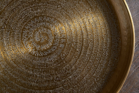 Dhanya Round Tray - Antique Brass-SERVEWARE-Nkuku