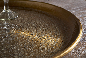 Dhanya Round Tray - Antique Brass-SERVEWARE-Nkuku