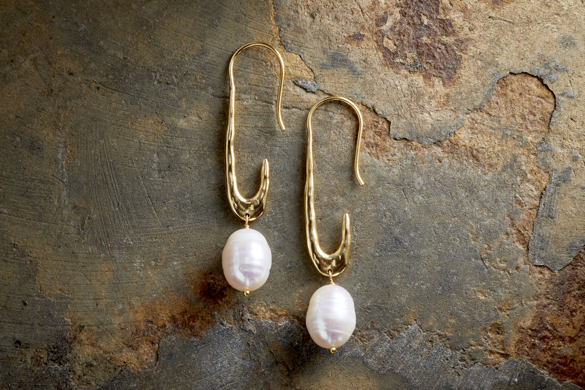 Omi White Pearl Earrings - Gold-GIFTING-Nkuku