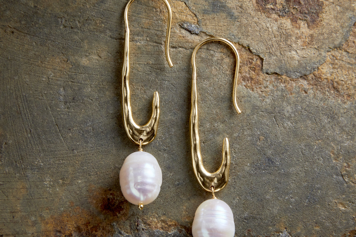 Omi White Pearl Earrings - Gold-GIFTING-Nkuku