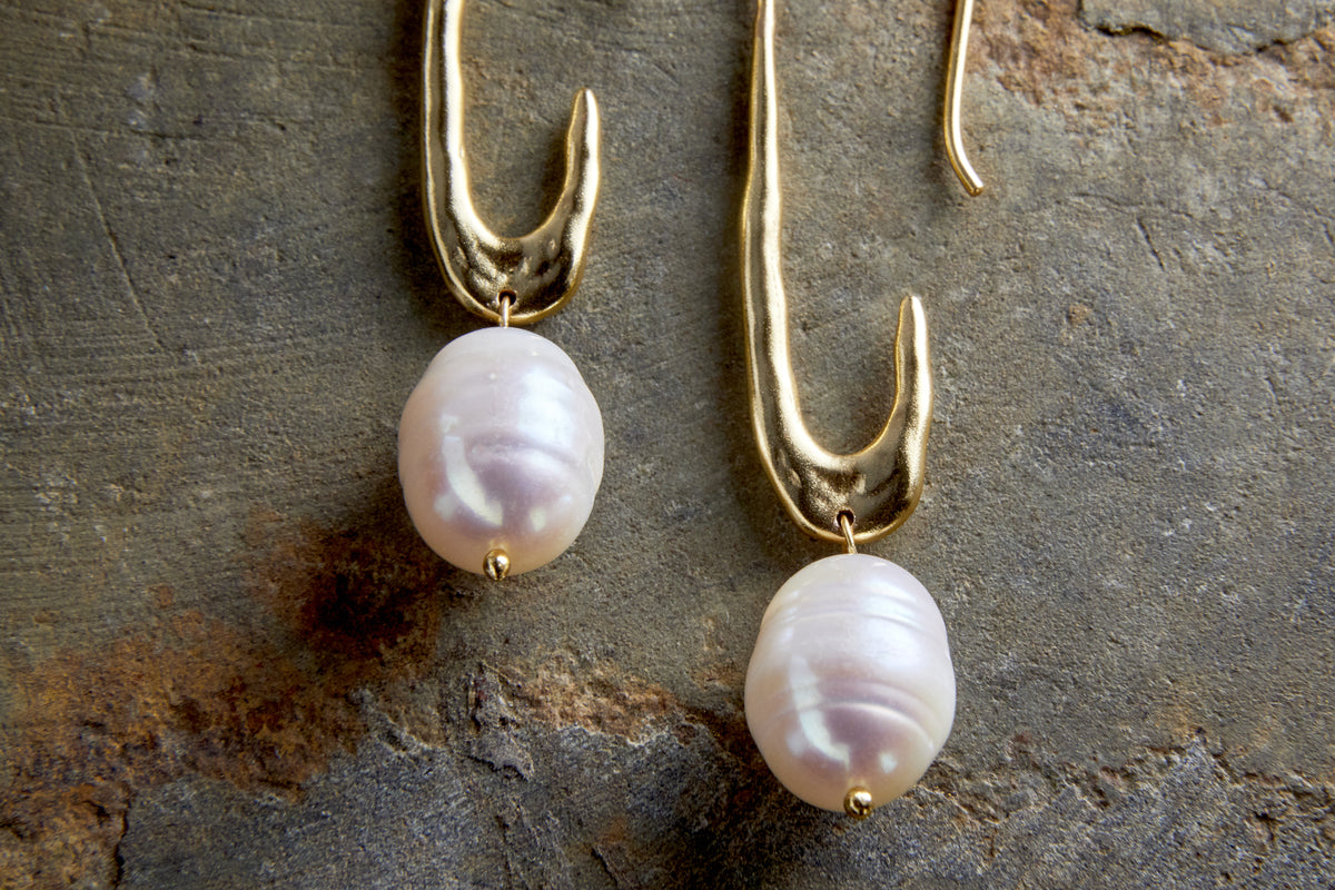 Omi White Pearl Earrings - Gold-GIFTING-Nkuku
