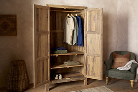 Iya Reclaimed Wood Wardrobe - Natural-BEDROOM FURNITURE-Nkuku