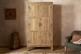 Iya Reclaimed Wood Wardrobe - Natural-BEDROOM FURNITURE-Nkuku