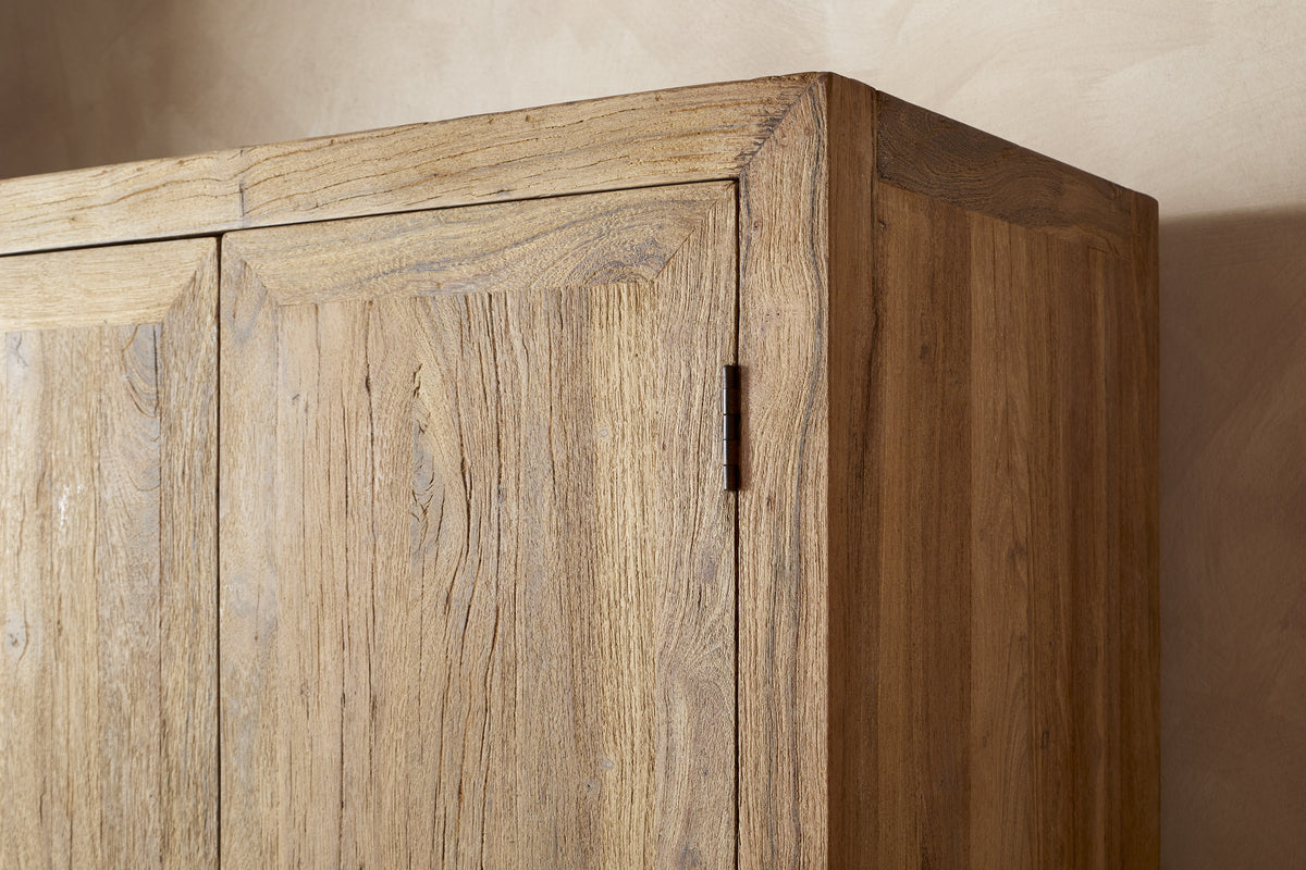 Iya Reclaimed Wood Wardrobe - Natural-BEDROOM FURNITURE-Nkuku