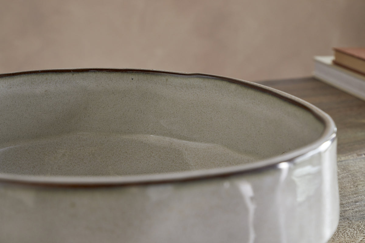 Pedra Serving Bowl - Pewter-SERVEWARE-Nkuku