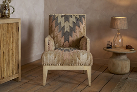 Chhavi Kilim Upholstered Armchair - Multi-SEATING-Nkuku