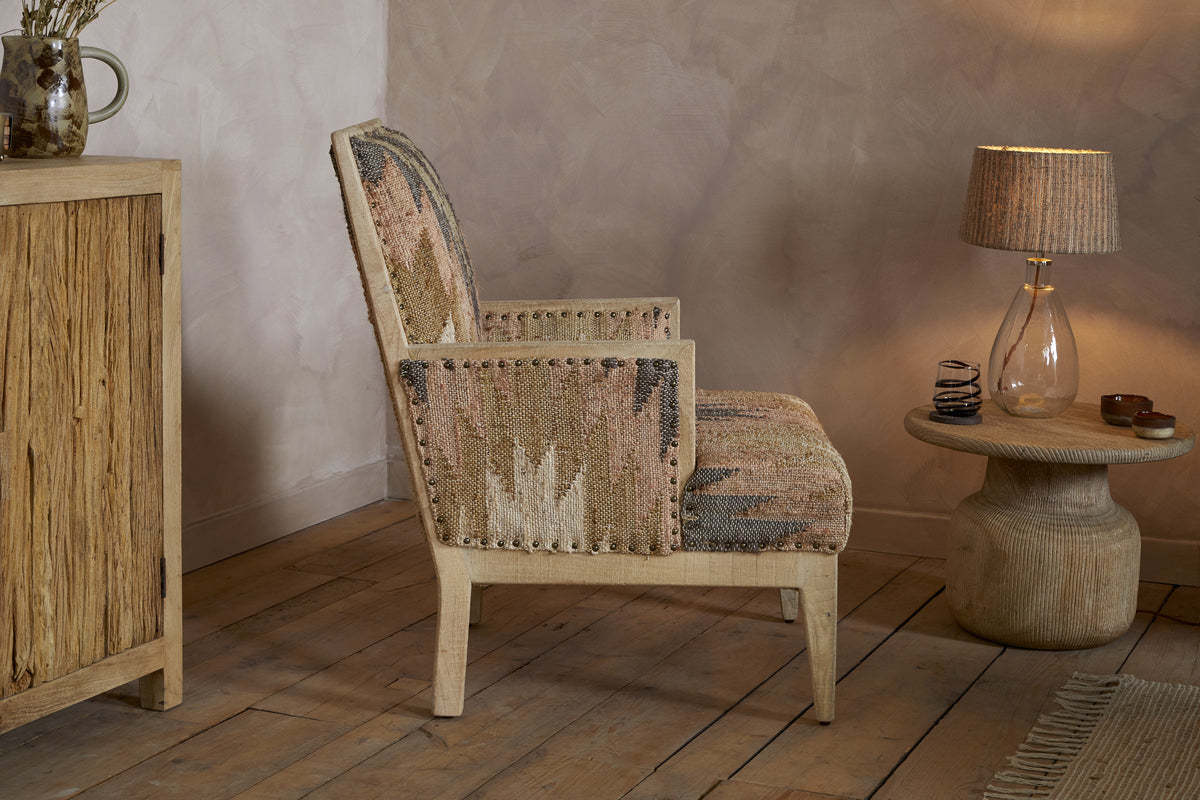 Chhavi Kilim Upholstered Armchair - Multi-SEATING-Nkuku