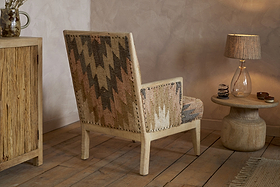 Chhavi Kilim Upholstered Armchair - Multi-SEATING-Nkuku
