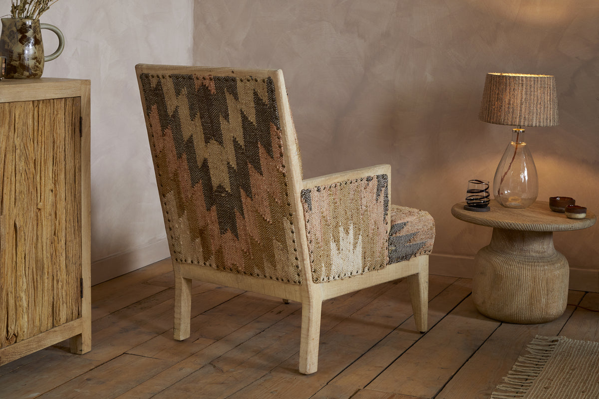 Chhavi Kilim Upholstered Armchair - Multi-SEATING-Nkuku