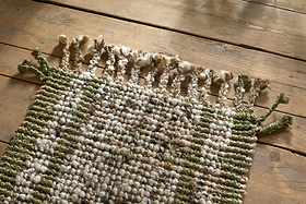 Kanta Jute & Textural Tweed Runner - Olive Green - 66 x 200cm-RUGS-Nkuku