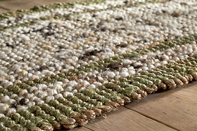 Kanta Jute & Textural Tweed Runner - Olive Green - 66 x 200cm-RUGS-Nkuku
