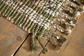 Kanta Jute & Textural Tweed Runner - Olive Green - 66 x 200cm-RUGS-Nkuku