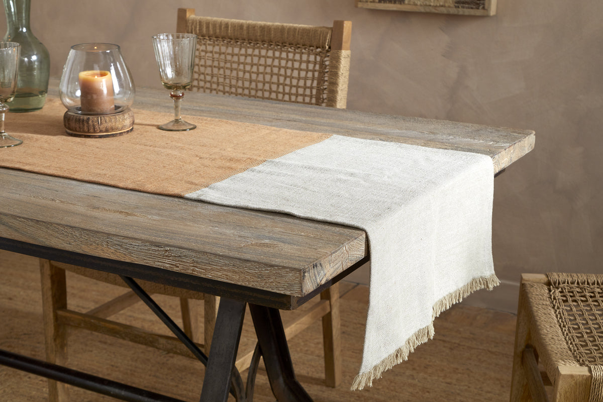 Geet Table Runner - Natural & Rust-KITCHEN & DINING ACCESSORIES-Nkuku