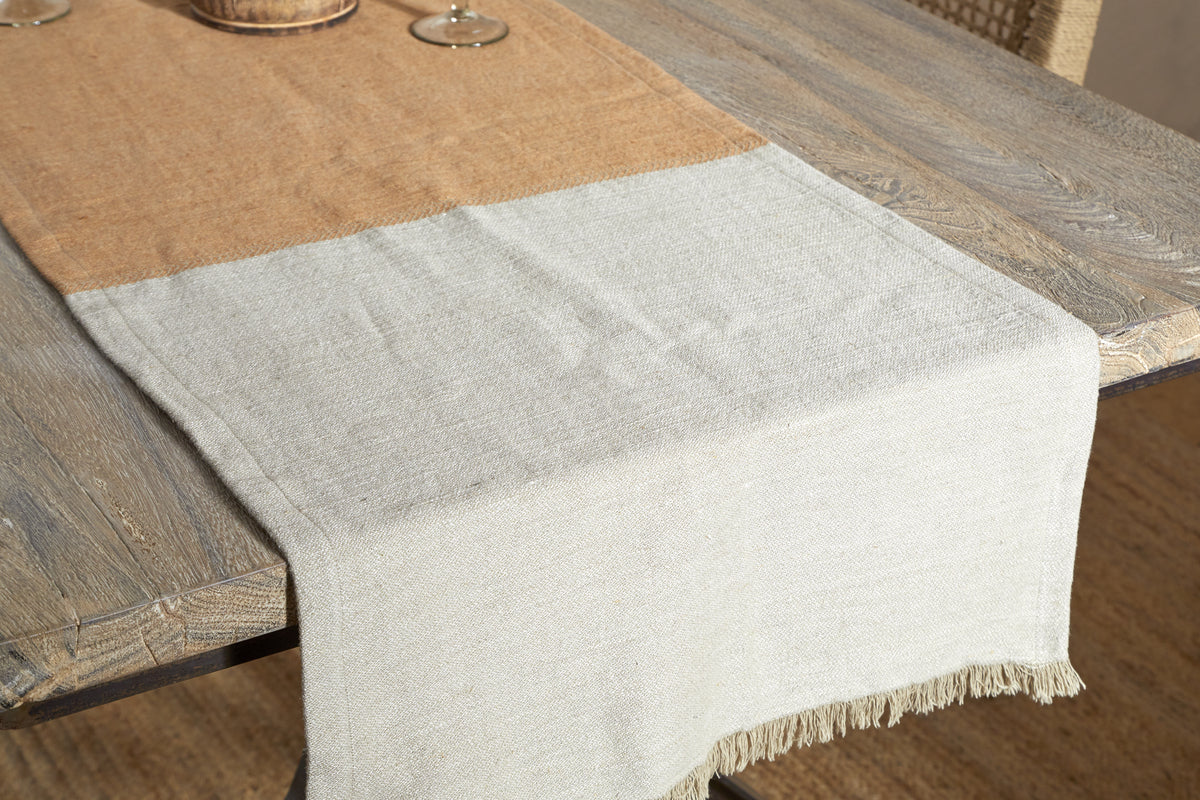 Geet Table Runner - Natural & Rust-KITCHEN & DINING ACCESSORIES-Nkuku