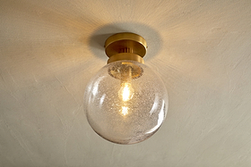 Jayeda Recycled Glass Rice Ball Flush Light - Clear-LIGHTS-Nkuku