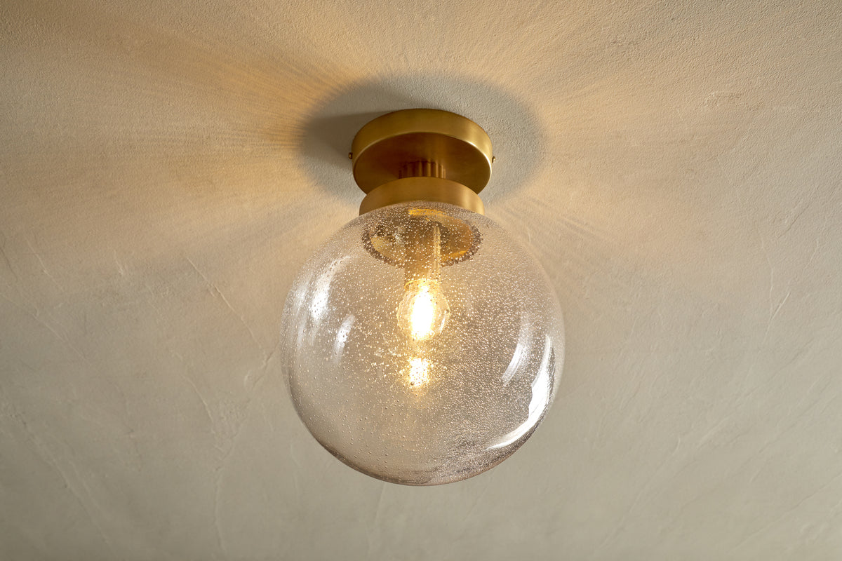 Jayeda Recycled Glass Rice Ball Flush Light - Clear-LIGHTS-Nkuku