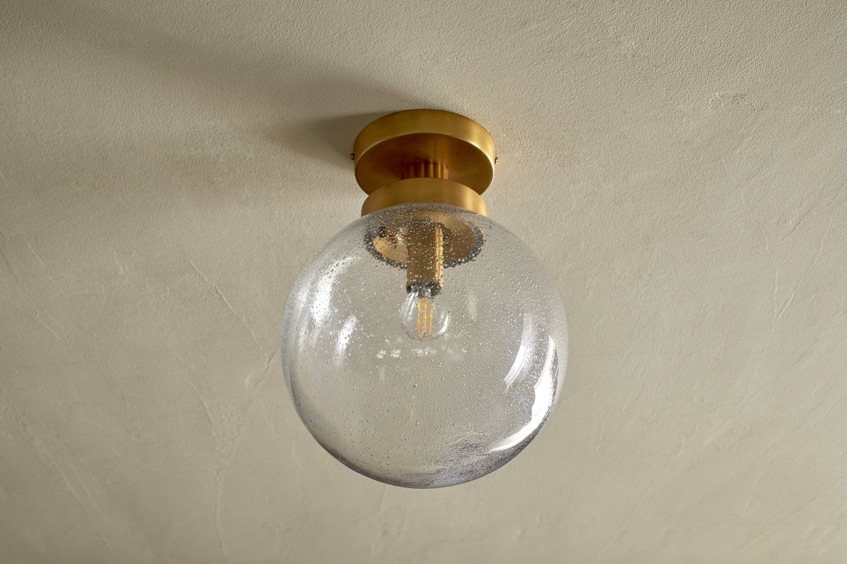 Jayeda Recycled Glass Rice Ball Flush Light - Clear-LIGHTS-Nkuku