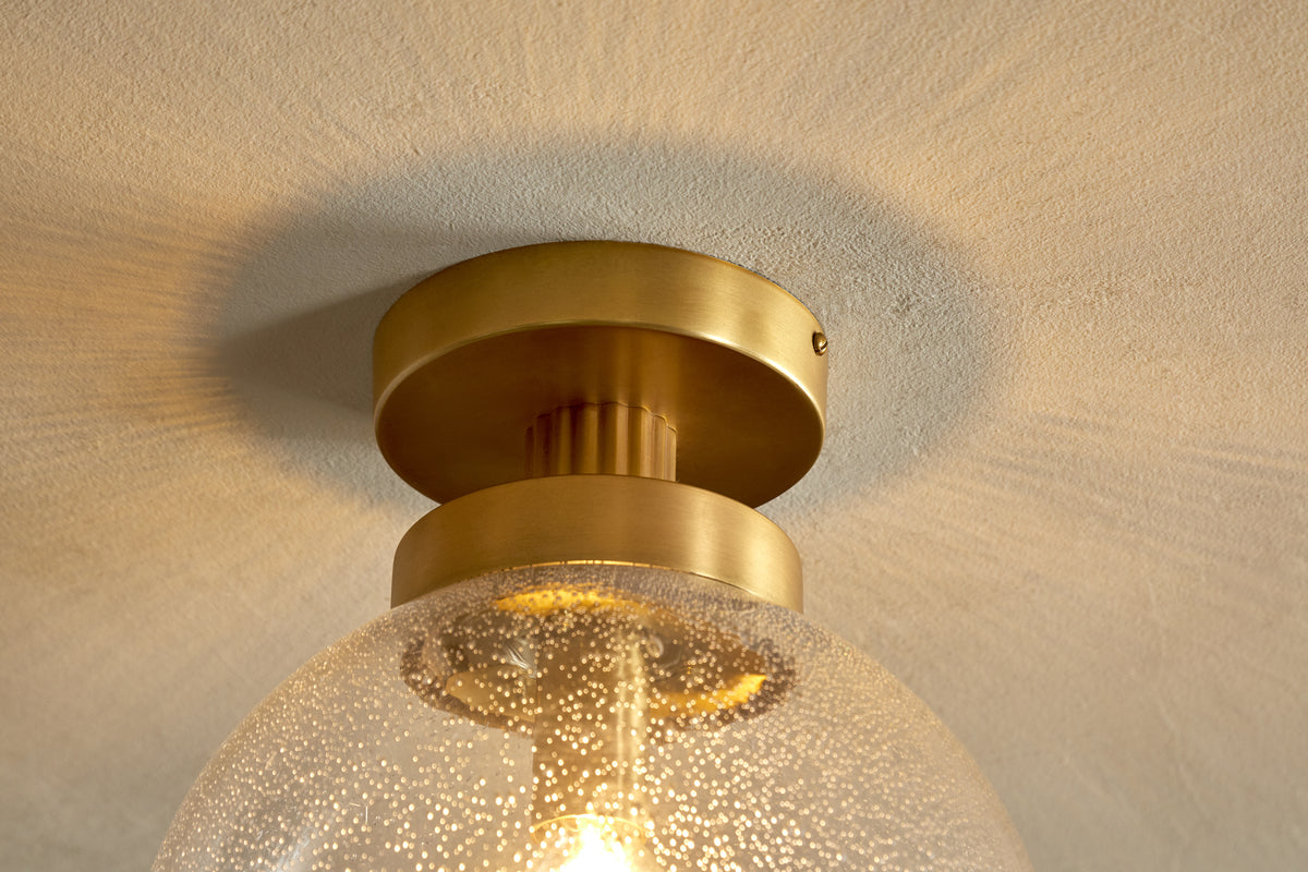 Jayeda Recycled Glass Rice Ball Flush Light - Clear-LIGHTS-Nkuku