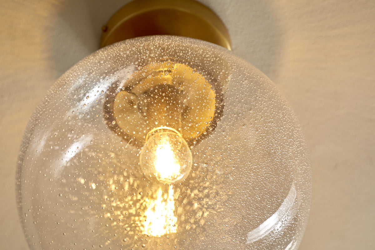 Jayeda Recycled Glass Rice Ball Flush Light - Clear-LIGHTS-Nkuku
