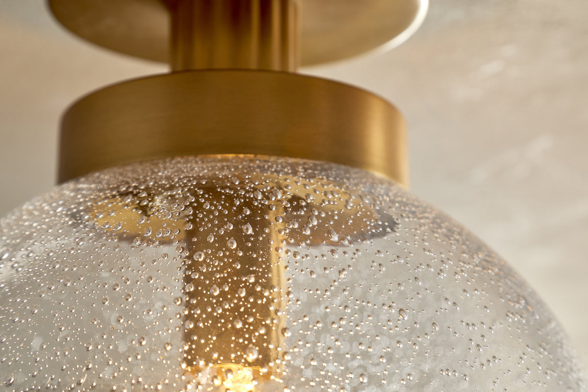 Jayeda Recycled Glass Rice Ball Flush Light - Clear-LIGHTS-Nkuku