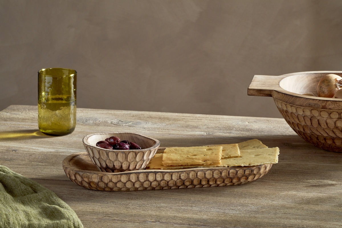 Pyaar Serving Tray and Bowl - Natural-SERVEWARE-Nkuku