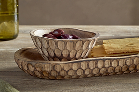 Pyaar Serving Tray and Bowl - Natural-SERVEWARE-Nkuku