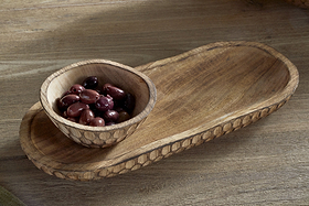 Pyaar Serving Tray and Bowl - Natural-SERVEWARE-Nkuku
