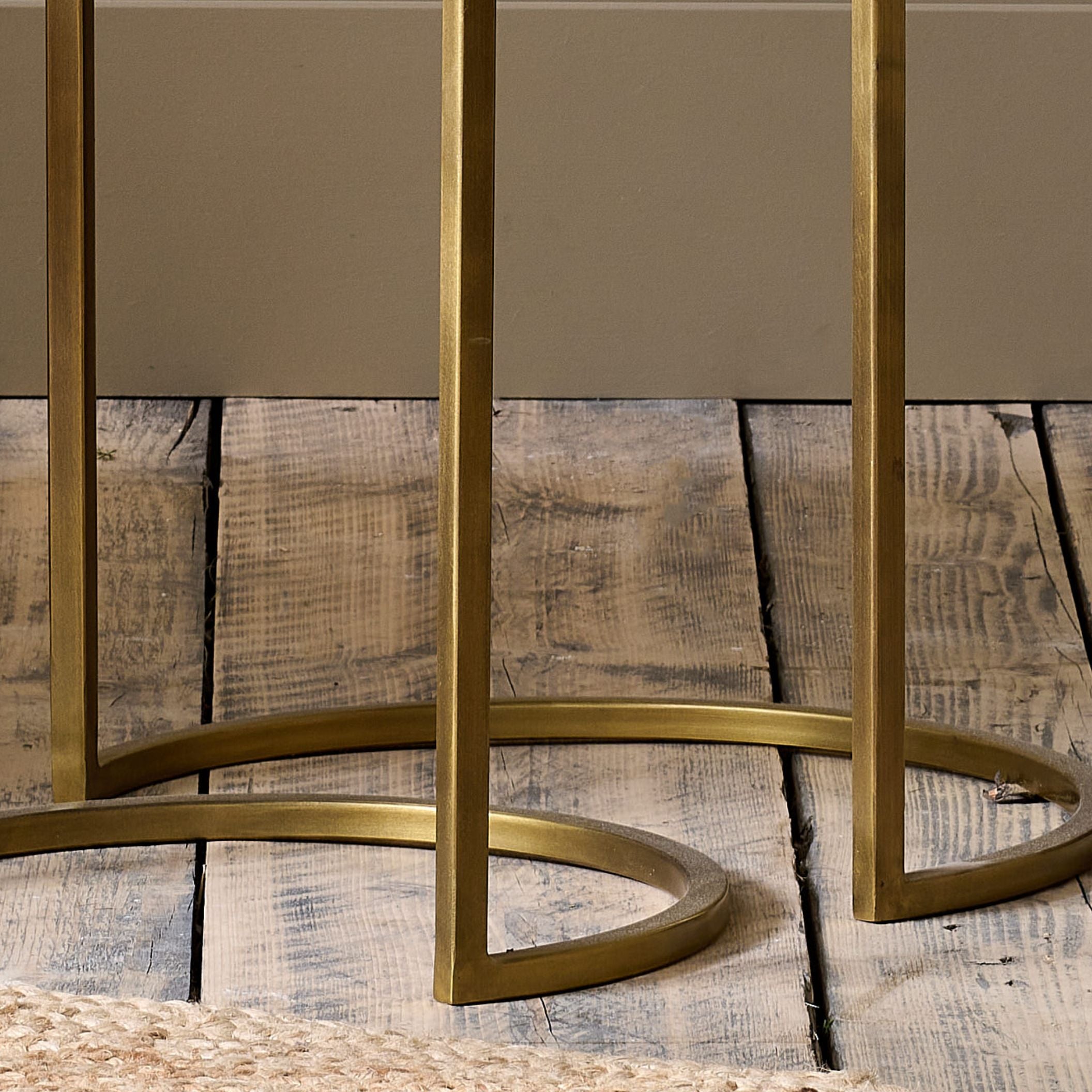 Nakuru Iron & Glass Side Table Set - Brass – Nkuku