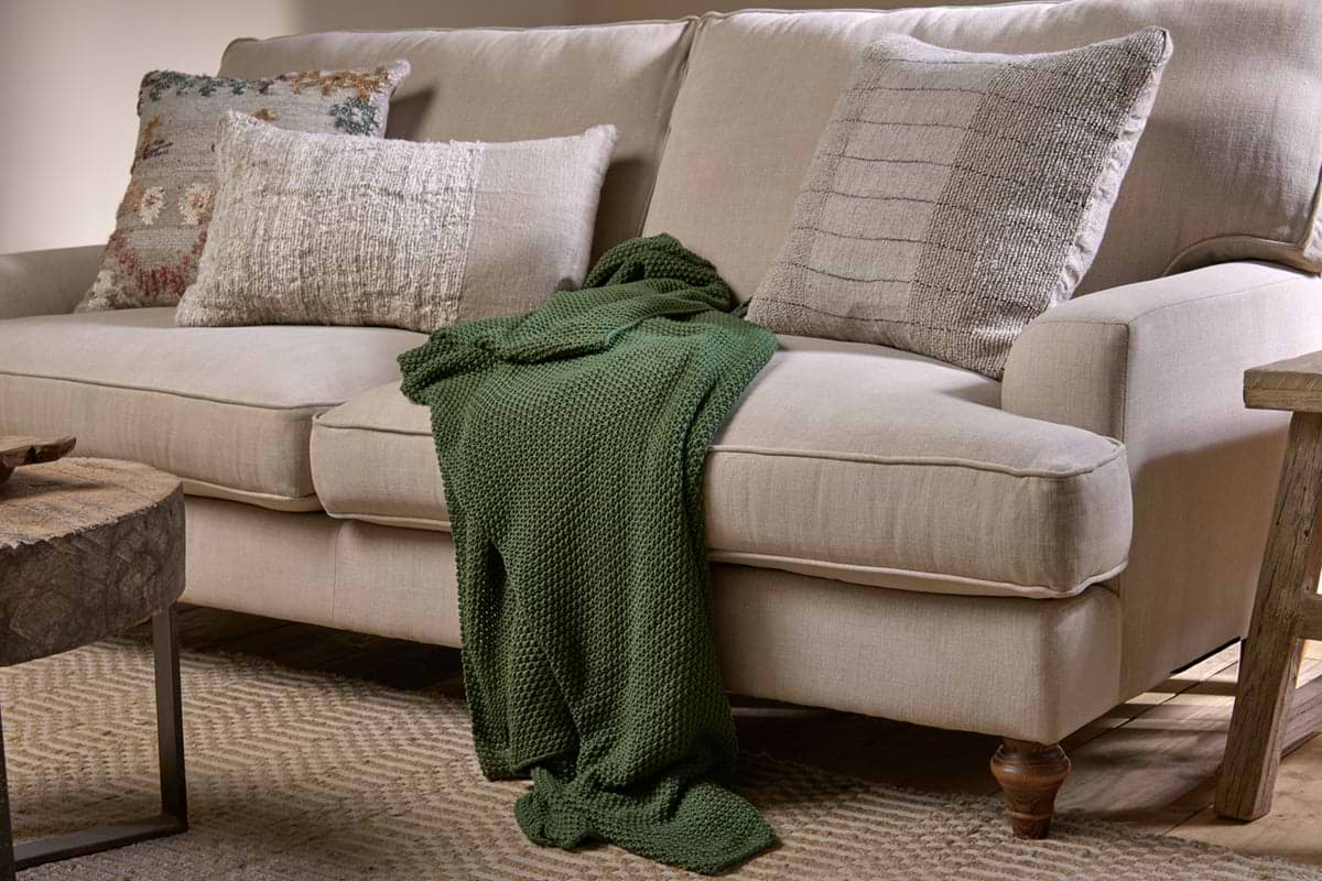 Nahan Moss Stitch Cotton Throw - Forest Green-TEXTILES-Nkuku