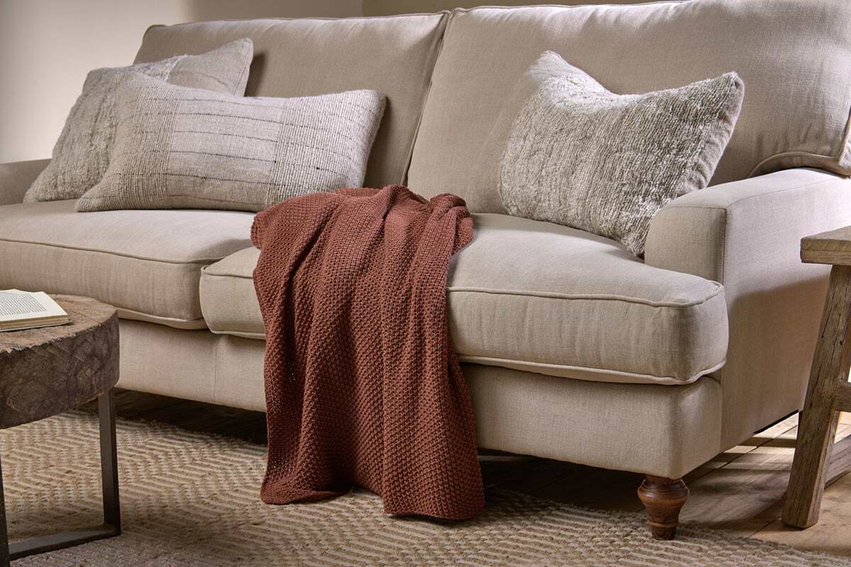 Nahan Moss Stitch Cotton Throw - Rust-TEXTILES-Nkuku