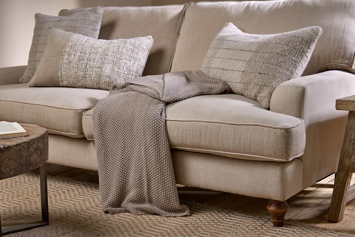 Nahan Moss Stitch Cotton Throw - Stone-TEXTILES-Nkuku