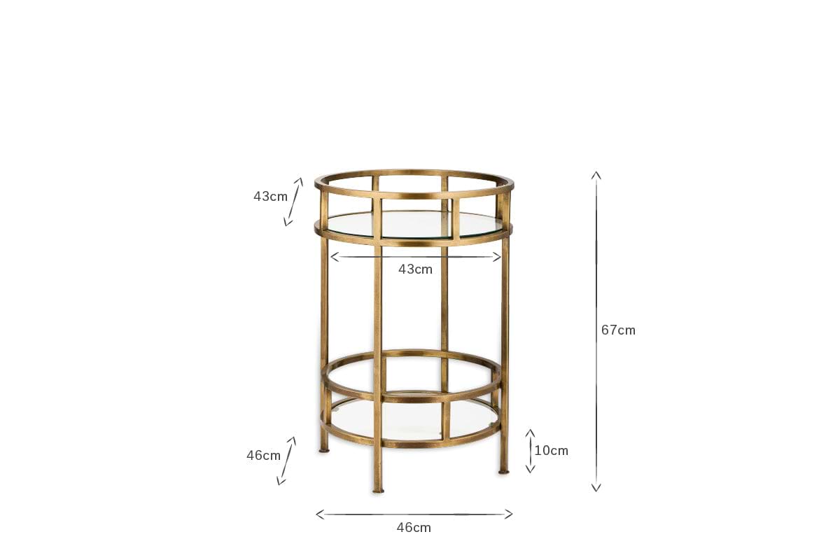 Nakuru Iron & Glass Drinks Table - Brass
