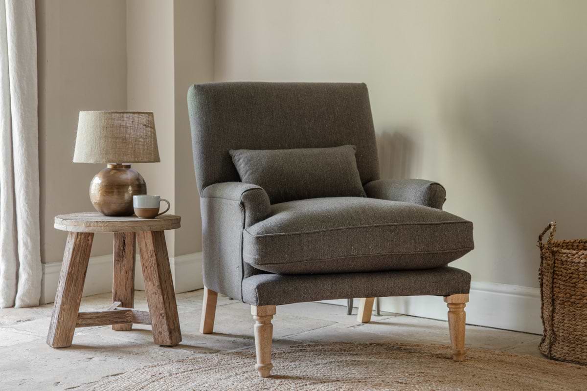 Nalla Wool Armchair - Charcoal-SEATING-Nkuku