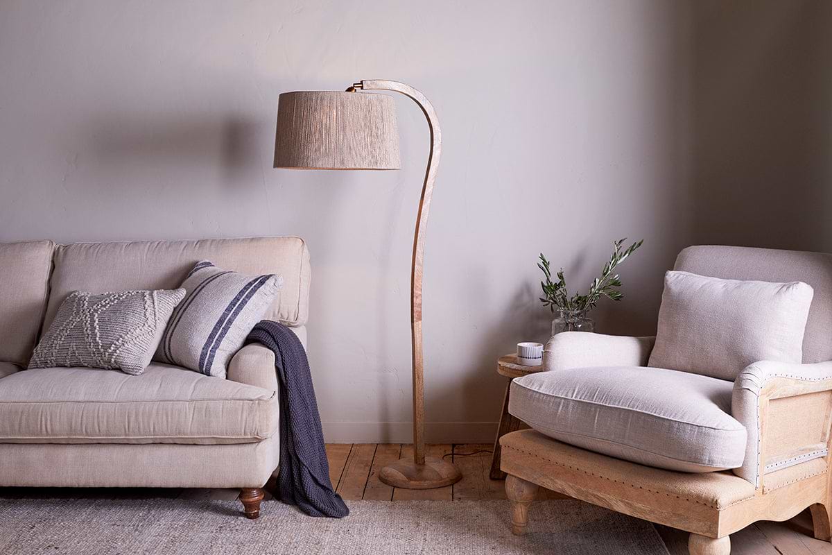 Namira Mango Wood Floor Lamp - Natural-LAMPS-Nkuku
