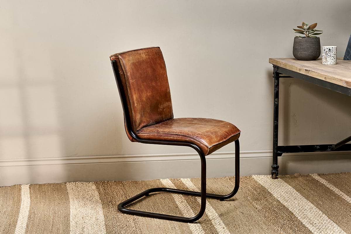 Narwana Leather Desk Chair - Aged Tan-SEATING-Nkuku