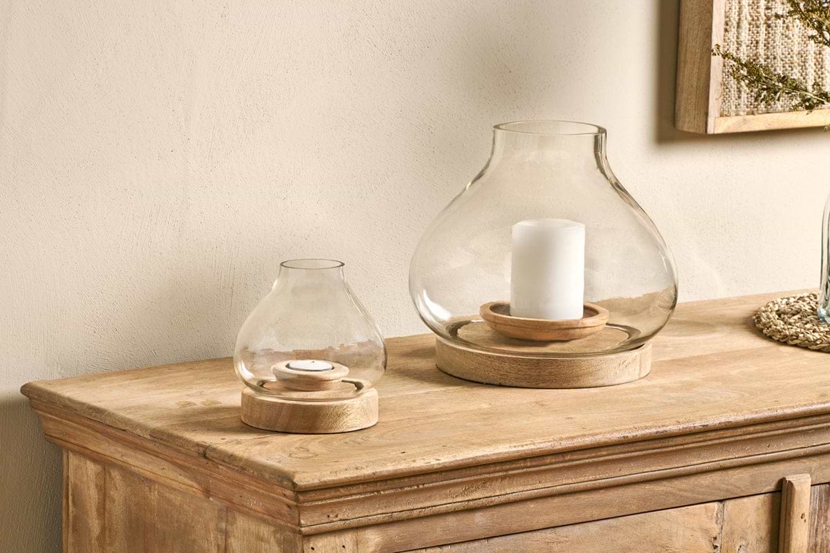 Naryla Mango Wood Lantern - Natural – Nkuku