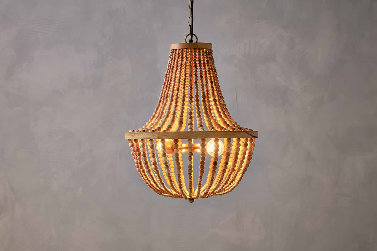 Neela Mango Wood Pendant - Natural-LIGHTS-Nkuku