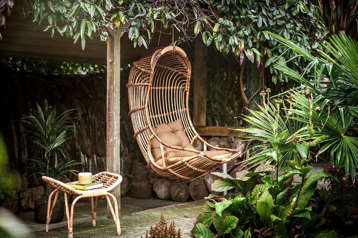 Nesari Rattan Hanging Chair - Natural-GARDEN-Nkuku