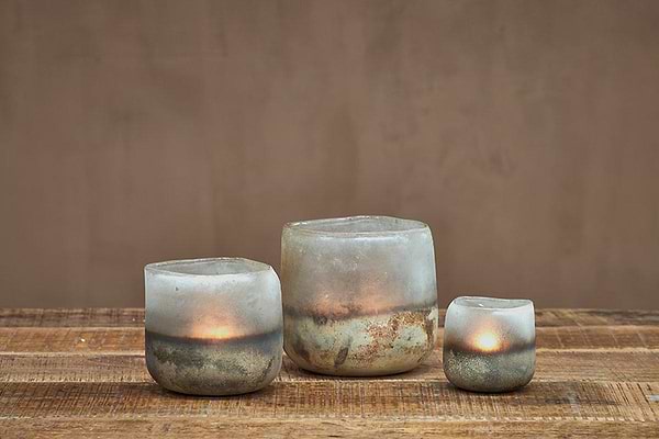 Ngolo Tealight Holder - Aged Smoke-CANDLES HOLDERS & LANTERNS-Nkuku