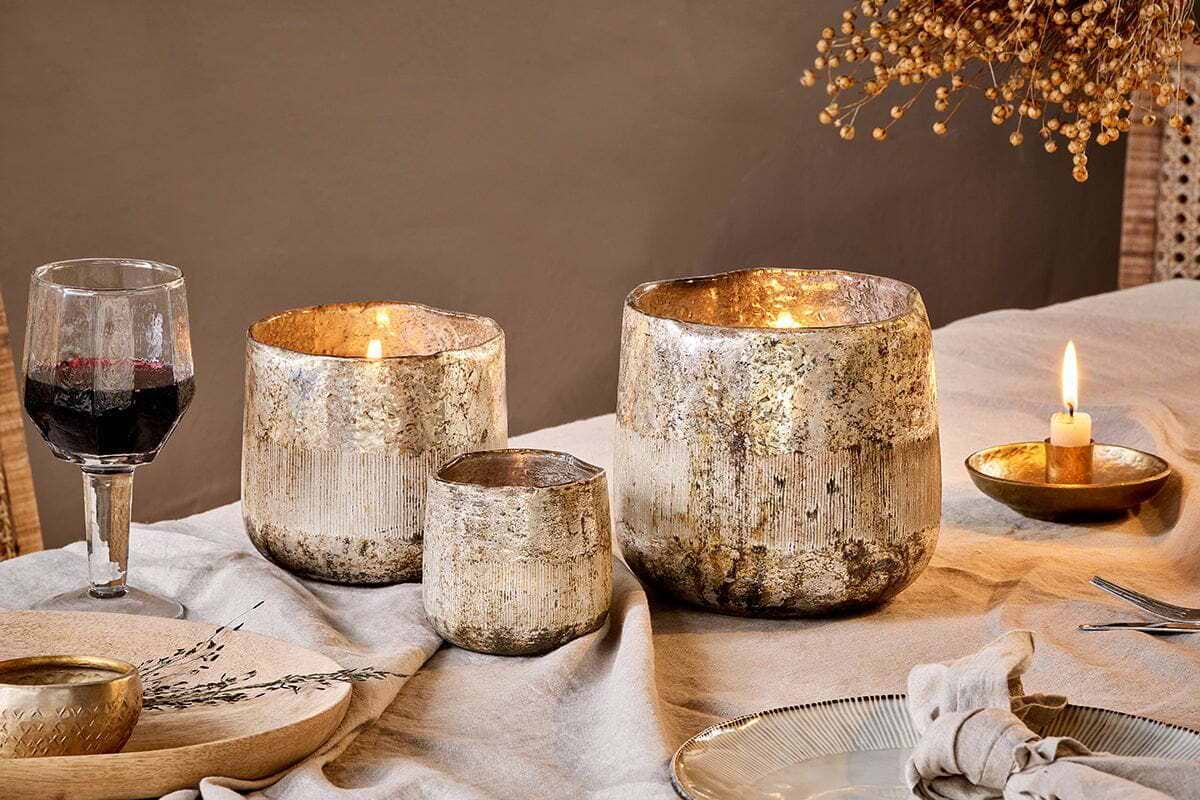 Nimit Recycled Glass Tealight-CANDLES HOLDERS & LANTERNS-Nkuku