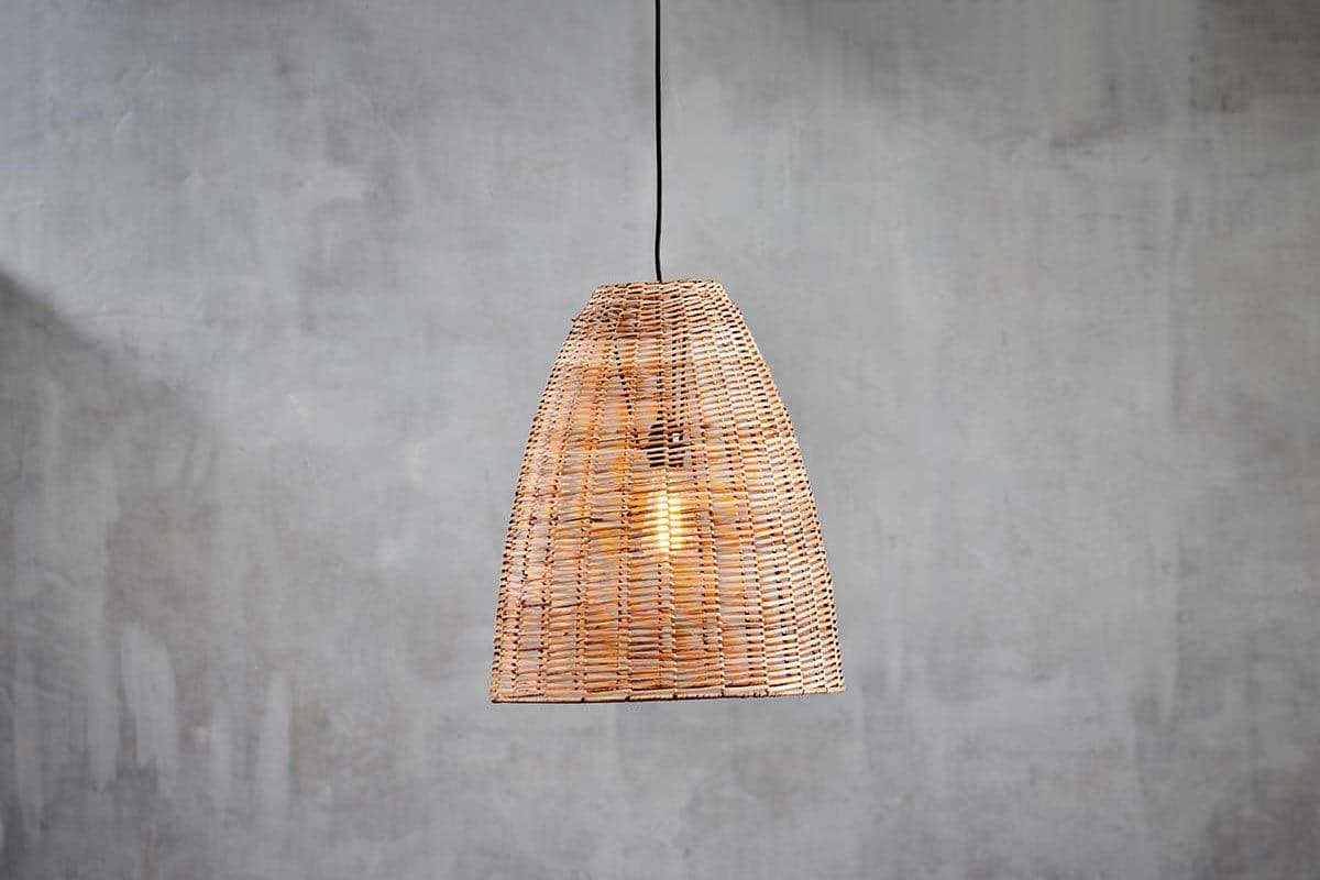 Noko Natural Wicker Conical Pendant - Small-LIGHTS-Nkuku